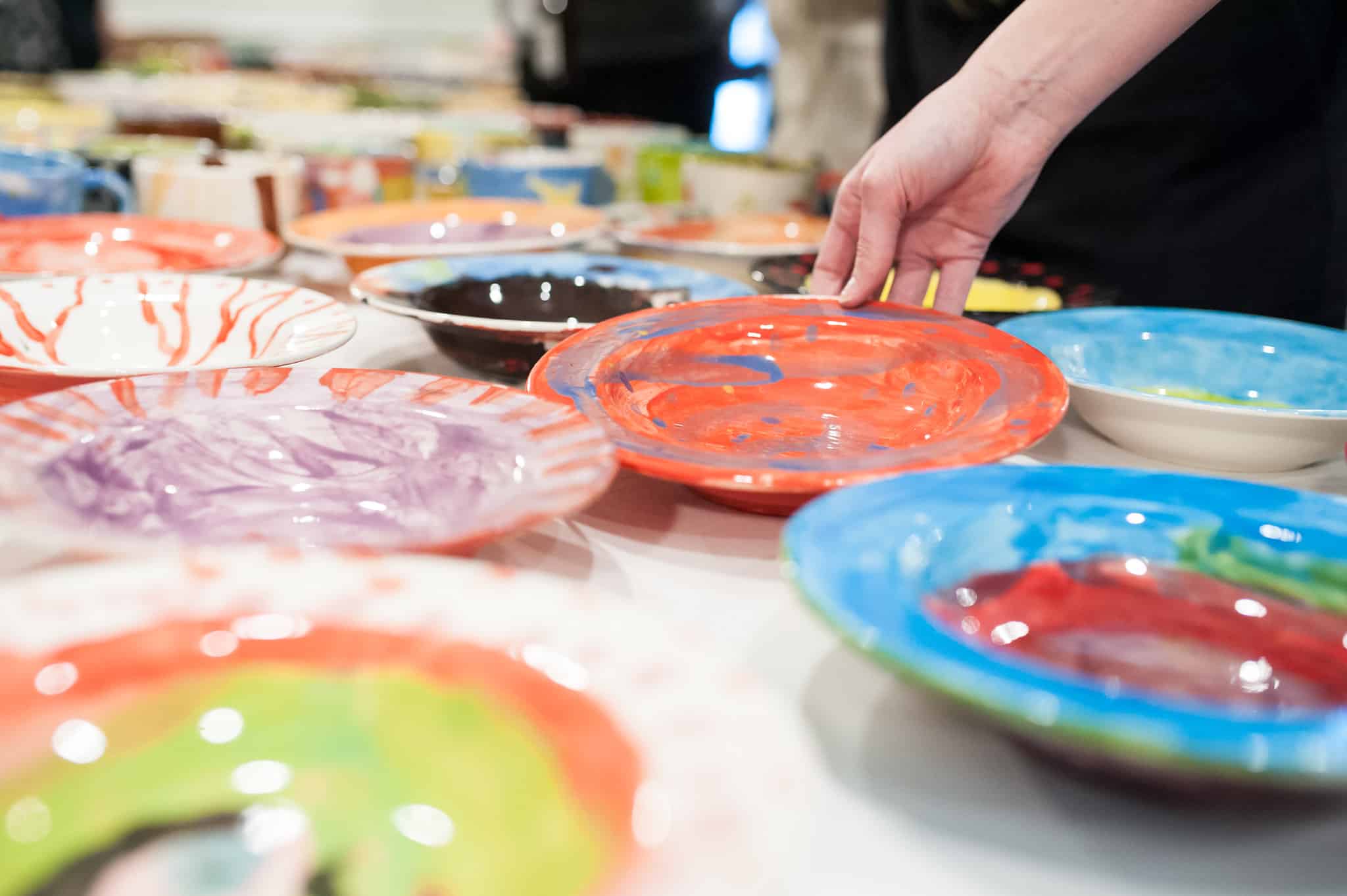 Painted plates at an event