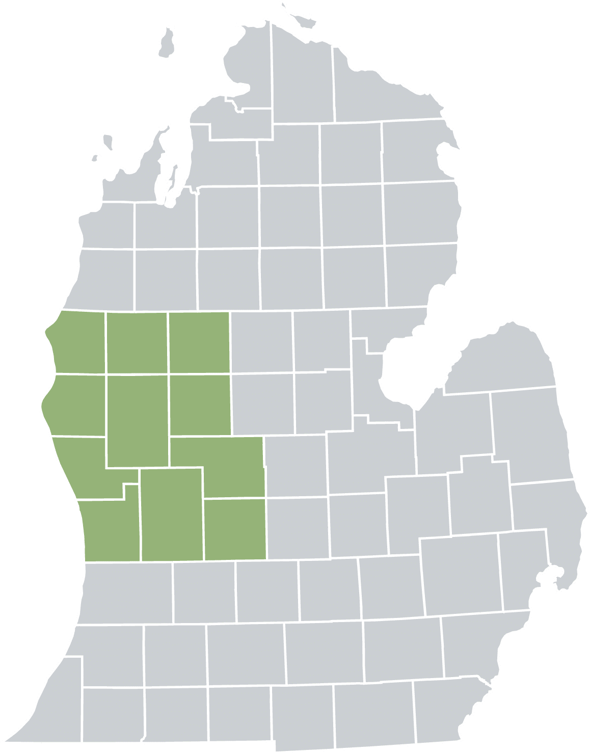 michigan map with highlighted counties